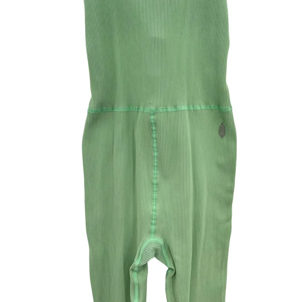 Free People Free Throw Onesie Jumpsuit Ribbed Seamless Green‎ Size Large